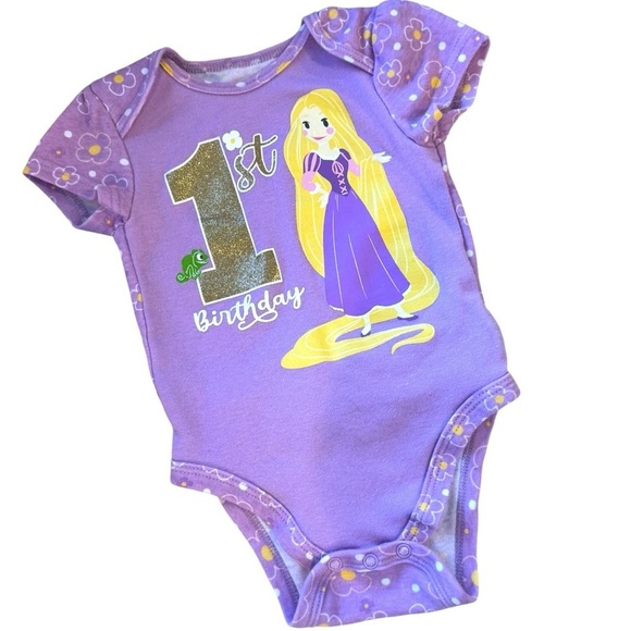 Disney Other - Disney Baby Rapunzel 1st Birthday Bodysuit 18M Purple Princess